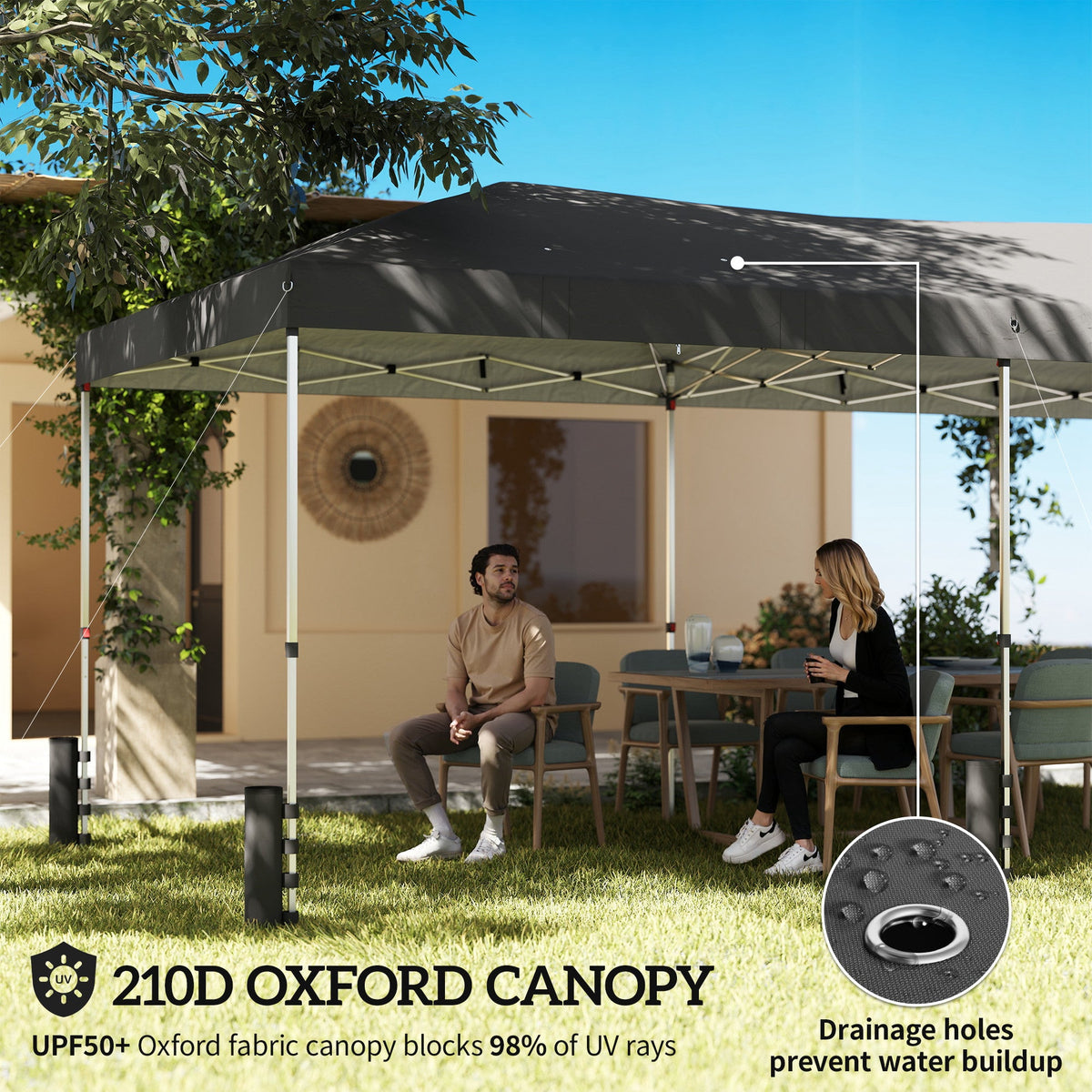 3 x 6 m Pop Up Gazebo with 6 Sidewalls, Wheeled Bag & Sandbags, Dark Grey