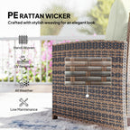 5-Piece Wicker Patio Set with Ottomans & 2-Tier Glass Coffee Table, Brown/Cream