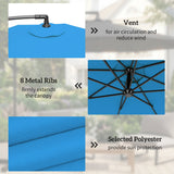 3 m Cantilever Parasol with Cross Base and Crank Handle, Blue