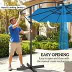 3 m Cantilever Parasol with Cross Base and Crank Handle, Blue