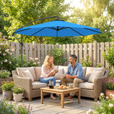 3 m Cantilever Parasol with Cross Base and Crank Handle, Blue