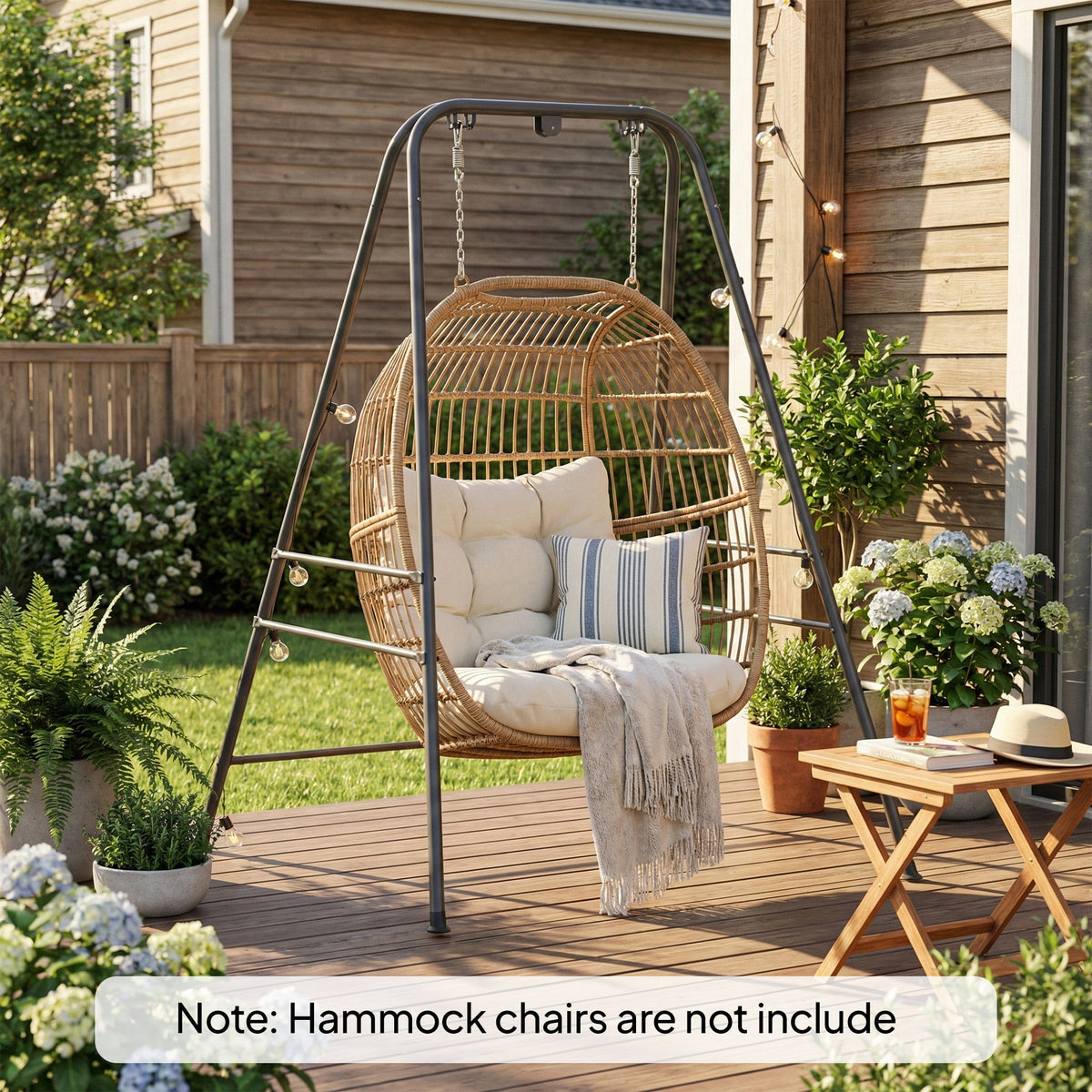 Hammock Chair Stand with Anti-Slip Pads and 2 Carabiners, Gray