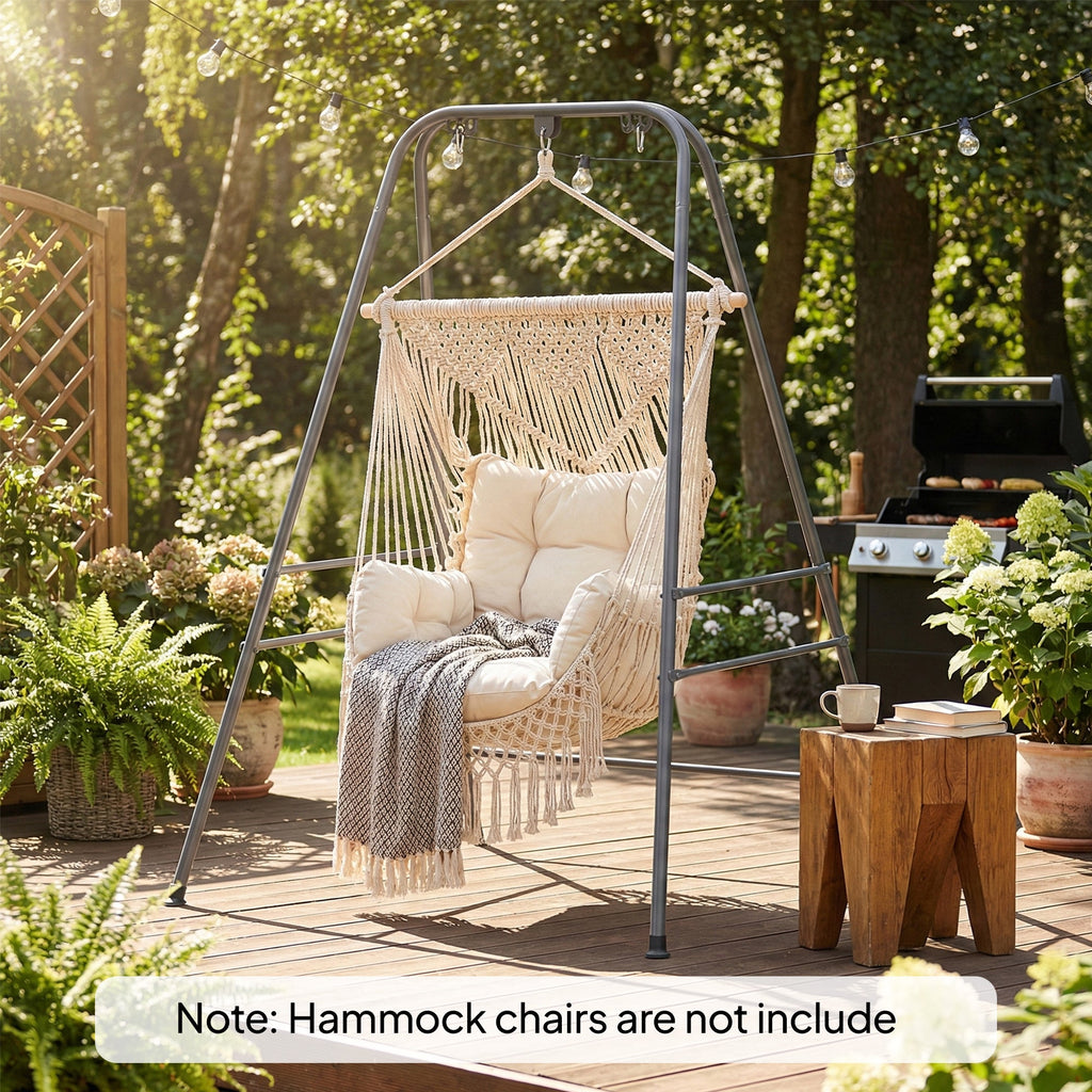 Hammock Chair Stand with Anti-Slip Pads and 2 Carabiners, Gray