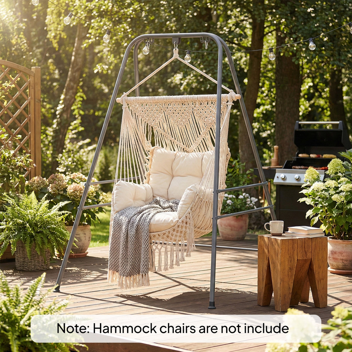 Hammock Chair Stand with Anti-Slip Pads and 2 Carabiners, Gray