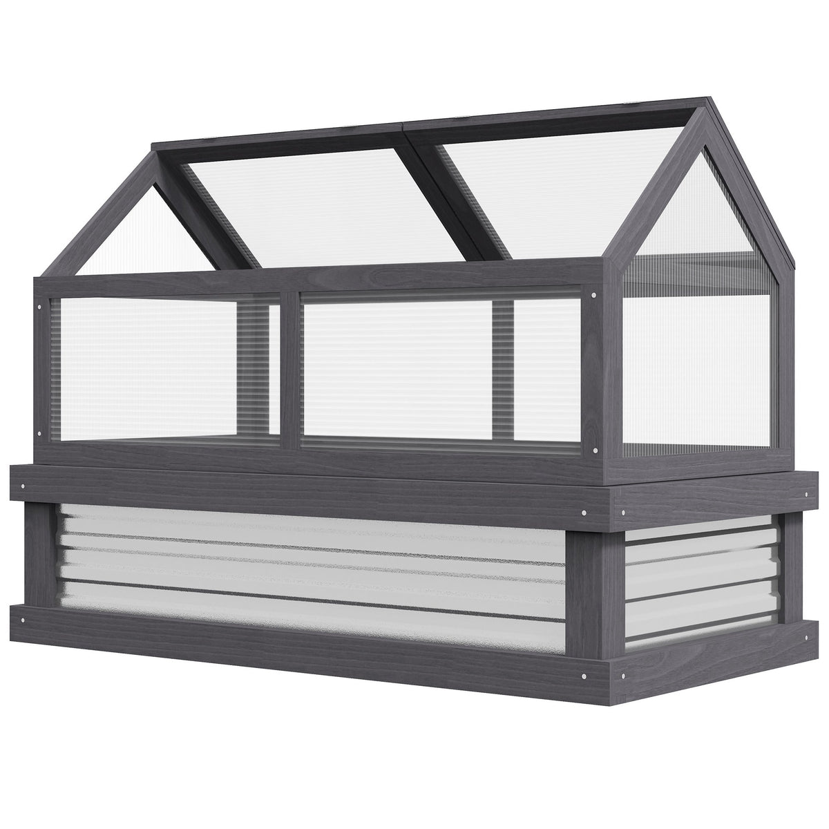 NookGrow 48" x 24" x 32" Wooden Cold Frame Greenhouse, Grey