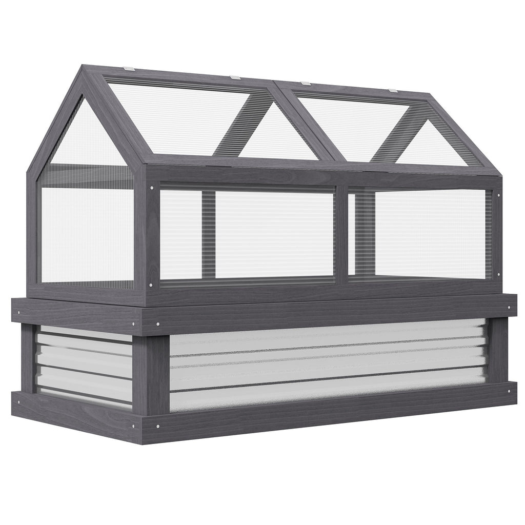 NookGrow 48" x 24" x 32" Wooden Cold Frame Greenhouse, Grey
