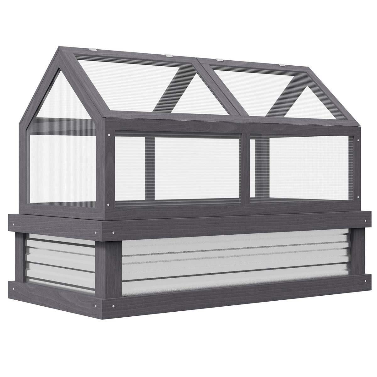 NookGrow 48" x 24" x 32" Wooden Cold Frame Greenhouse, Grey