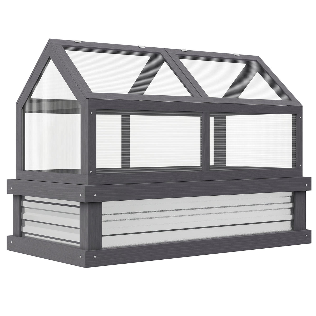 NookGrow 48" x 24" x 32" Wooden Cold Frame Greenhouse, Grey