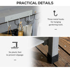 Potting Bench Table with Drawer, Removable Sink, Shelves and Hooks