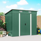 7' x 4' Outdoor Storage Shed with Lockable Double Doors, Green
