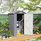 4.4' x 3.3' Garden Storage Shed with Aluminum Frame, Latched Door & Air Vents, Grey