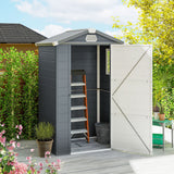 4.4' x 3.3' Garden Storage Shed with Aluminum Frame, Latched Door & Air Vents, Grey