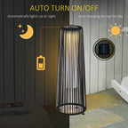 24" Wicker Solar Floor Lamp with Auto On/Off LED Lights, Black