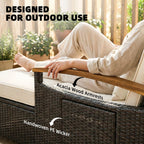 Rattan Daybed with Adjustable Backrest, Storage Ottoman, Beige