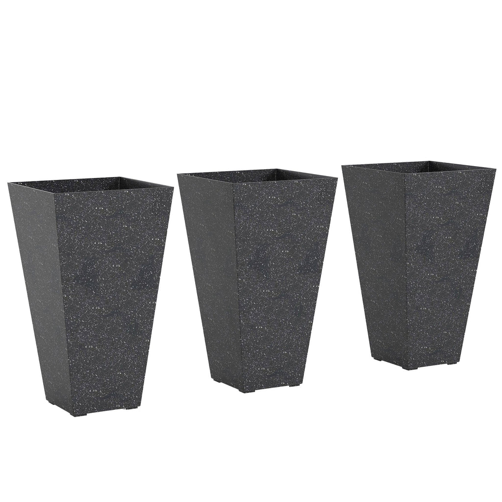 3-Piece 28" Tall Planters with Drainage Holes, Black