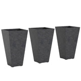 3-Piece 28" Tall Planters with Drainage Holes, Black