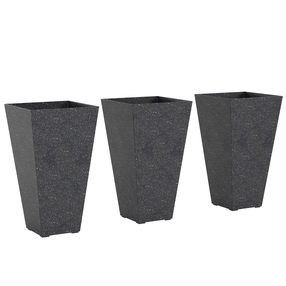 3-Piece 28" Tall Planters with Drainage Holes, Black