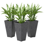 3-Piece 28" Tall Planters with Drainage Holes, Black