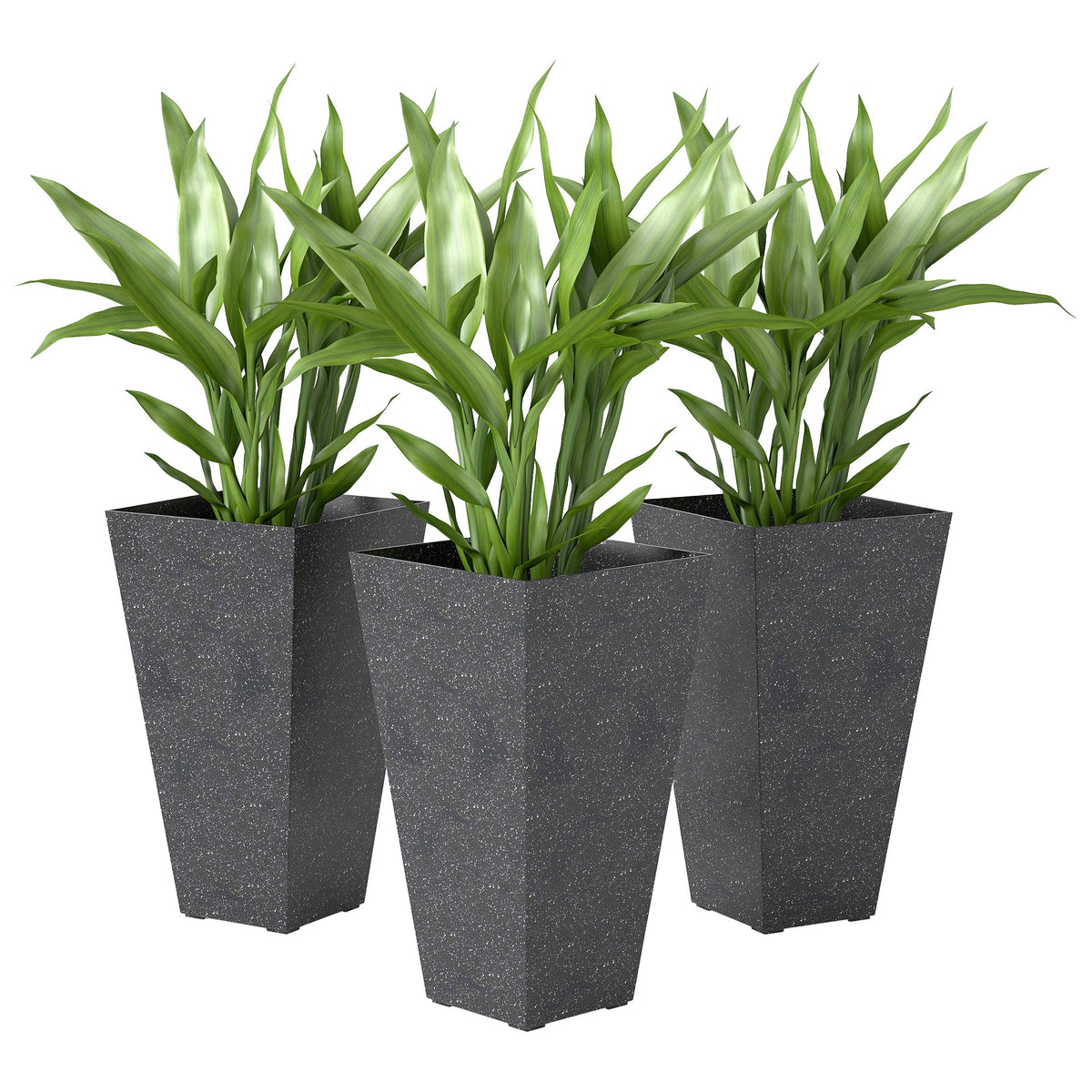 3-Piece 28" Tall Planters with Drainage Holes, Black