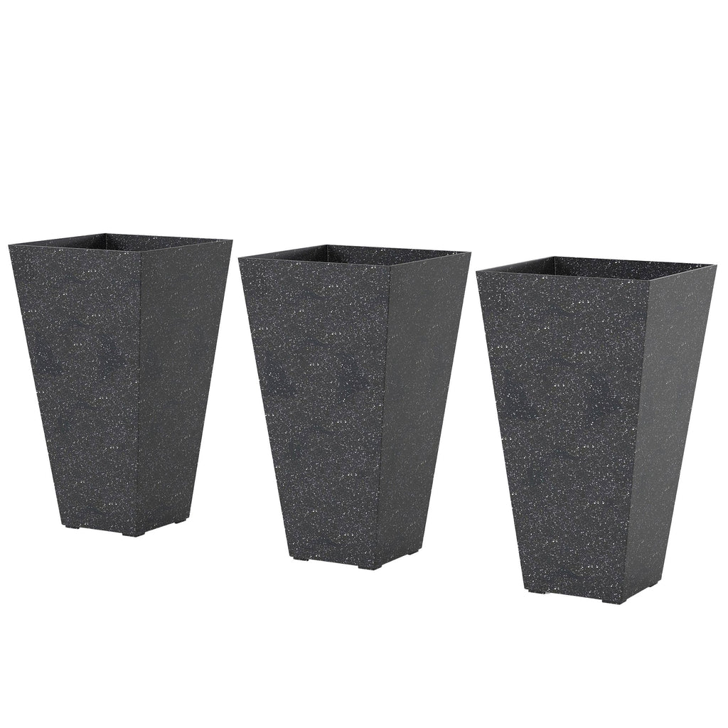 3-Piece 28" Tall Planters with Drainage Holes, Black