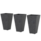 3-Piece 28" Tall Planters with Drainage Holes, Black