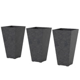 3-Piece 28" Tall Planters with Drainage Holes, Black