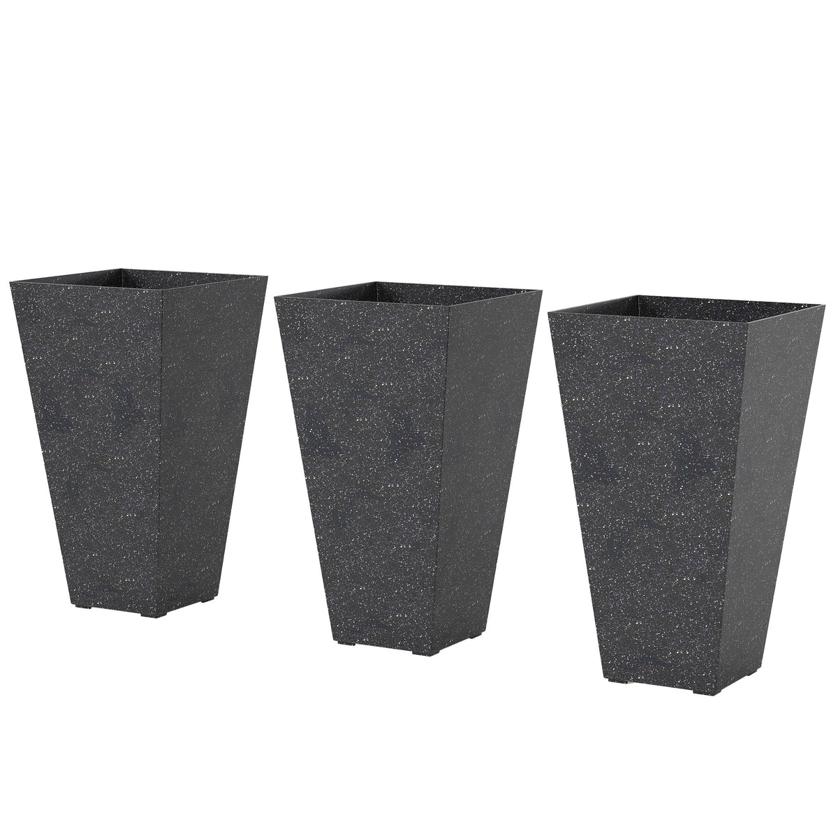 3-Piece 28" Tall Planters with Drainage Holes, Black
