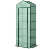 5 Tier Mini Greenhouse with Shelf Clips, 27.25" x 19.25" x 76", Green
