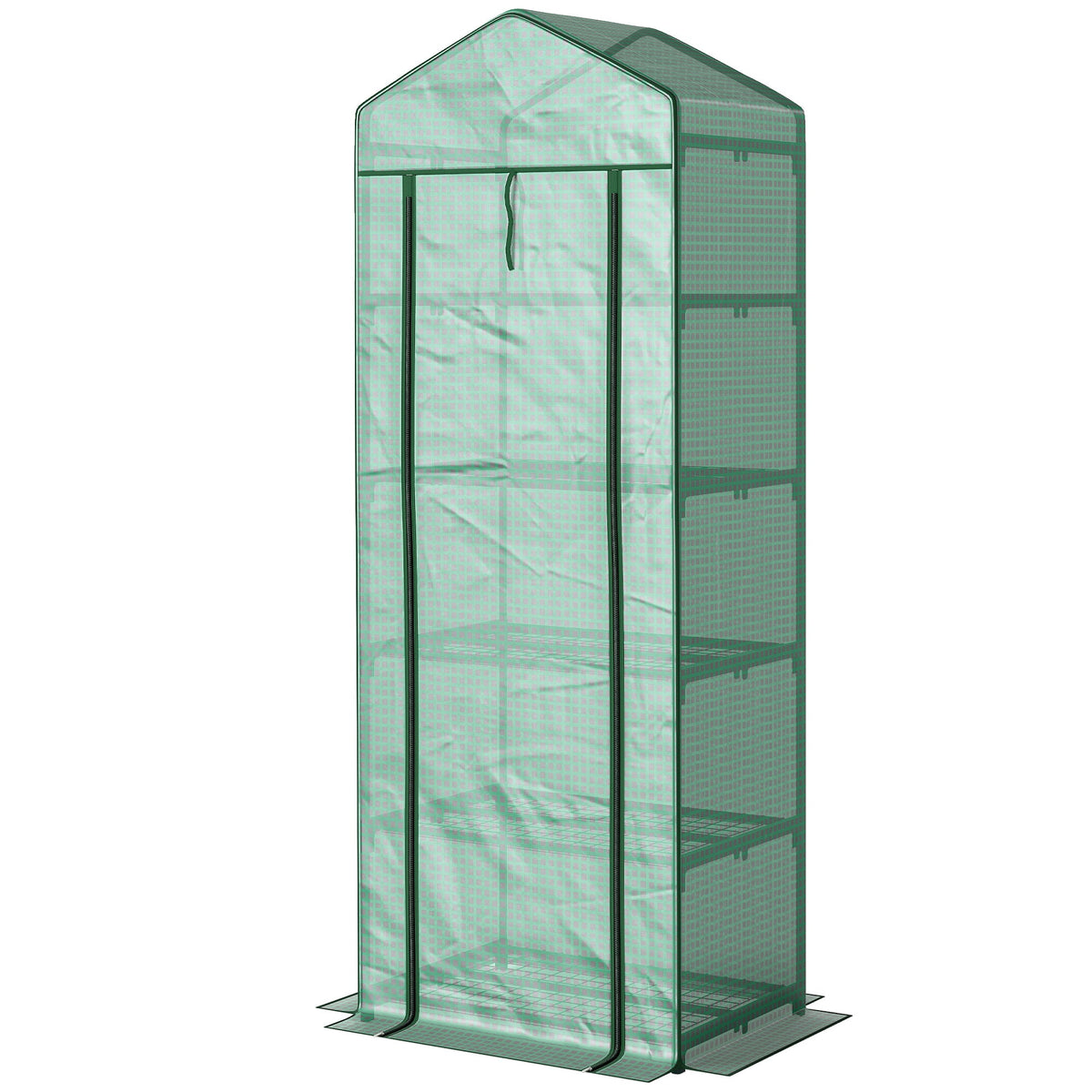 5 Tier Mini Greenhouse with Shelf Clips, 27.25" x 19.25" x 76", Green