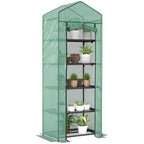 5 Tier Mini Greenhouse with Shelf Clips, 27.25" x 19.25" x 76", Green
