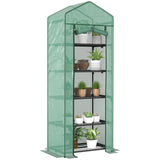5 Tier Mini Greenhouse with Shelf Clips, 27.25" x 19.25" x 76", Green