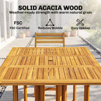 7-Piece Extending Acacia Dining Set with 6 Folding Chairs & Umbrella, Natural