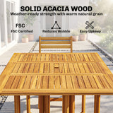 7-Piece Extending Acacia Dining Set with 6 Folding Chairs & Umbrella, Natural