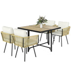 5 Piece Rattan Garden Dining Set with Stackable Chairs, Beige
