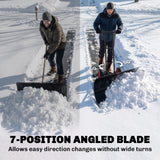 29" x 18" Heavy Duty Metal Snow Pusher with Wheels, 5-Level Adjustable Handle, Black