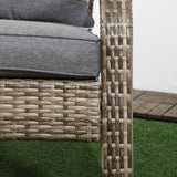 Patio Wicker Adirondack Chair with Soft Cushions, Mixed Grey