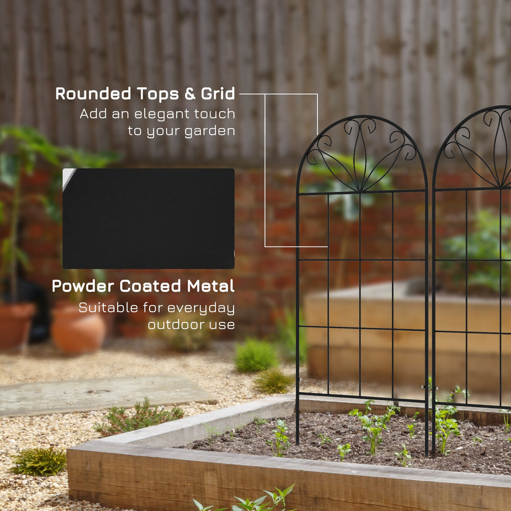 2 Pack Metal Garden Trellis Panels, 20" x 47", Black