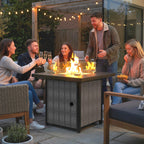 11.7 KW Propane Gas Fire Pit Table with Wind Guard and Lid, Black