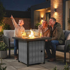 11.7 KW Propane Gas Fire Pit Table with Wind Guard and Lid, Black