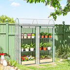 3 Tier Mini Greenhouse with 2 Roll-up Doors, 56.3" x 18.1" x 64.6"