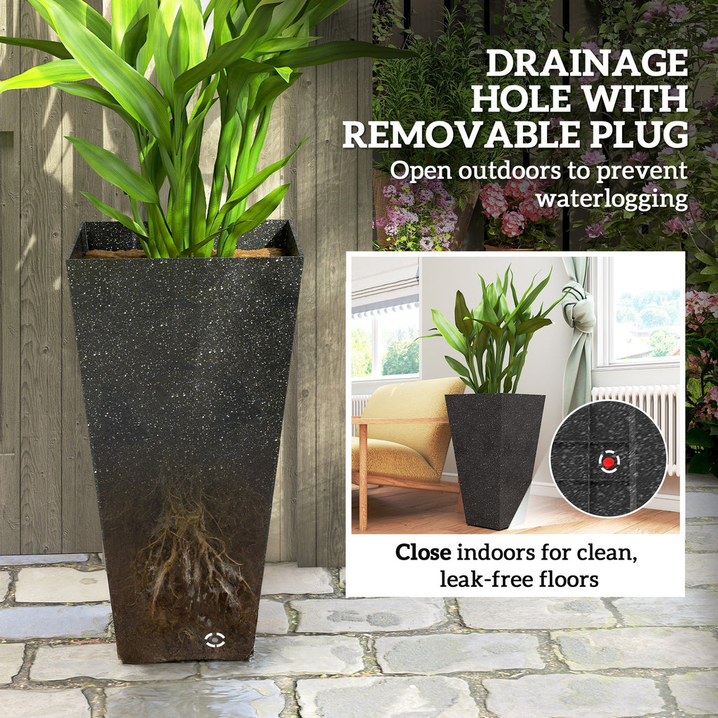 3-Piece 28" Tall Planters with Drainage Holes, Black
