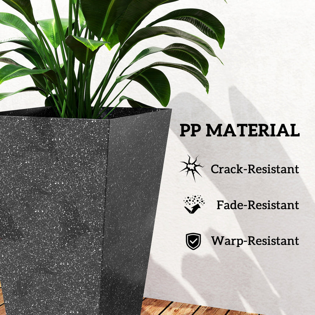 3-Piece 28" Tall Planters with Drainage Holes, Black