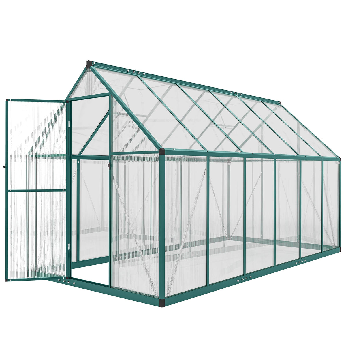 11' x 6' Polycarbonate Walk-in Greenhouse, Dark Green