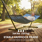 Outdoor Hammock with Stand, Detachable Pillow and Spreader Bars, Blue