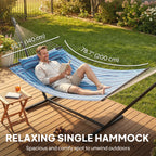 Outdoor Hammock with Stand, Detachable Pillow and Spreader Bars, Blue