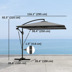 Offset Patio Umbrella with Base, Cover and Tilt Function, Grey