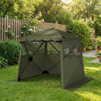 2 x 2 m Pop Up Gazebo with Awning, Sides, Mesh Windows & Carry Bag, Army Green