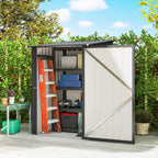 Lean-to Steel Garden Shed 3.3ft x 3.4ft with Lockable Door for Patio or Garden Storage, Dark Grey