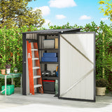 Lean-to Steel Garden Shed 3.3ft x 3.4ft with Lockable Door for Patio or Garden Storage, Dark Grey
