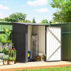 Lean-to Steel Garden Shed 3.3ft x 3.4ft with Lockable Door for Patio or Garden Storage, Dark Grey